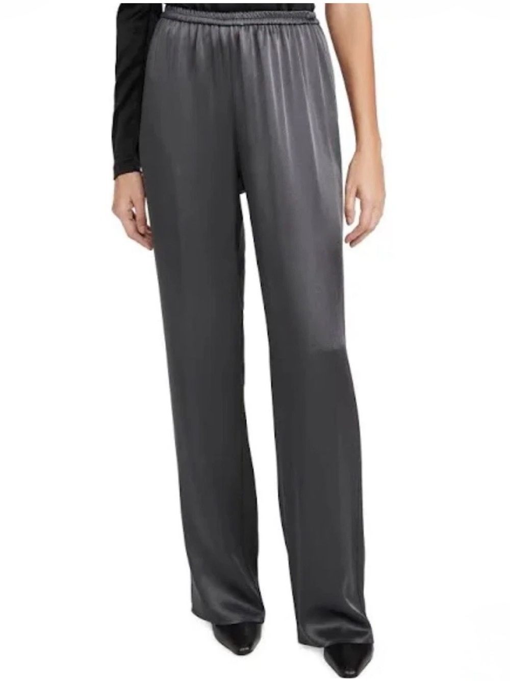 LAPOINTE Peach Fine Textured Satin Wide Leg Pants MD High Rise $690 Luxury Flowy - Picture 14 of 16